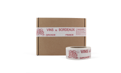 Adhésif kraft blanc 50mmx70m "VINS DE BORDEAUX" en rouge