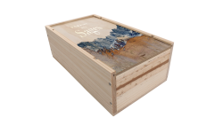 Caisse bois à glissière  2 bouteilles 75cl Bordeaux