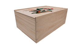 Caisse bois couchée à glissière imprimée NUMERIQUE 12 bouteilles 75cl Bordeaux