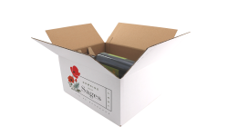 Carton d'expédition blanc 6 Bordeaux HT 152 2X3 simple cannelure