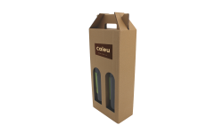 Coffret Portable carton kraft brun 2 bouteilles