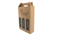 Coffret Portable carton kraft brun 3 bouteilles