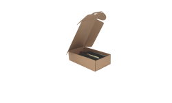 Coffret carton kraft brun 2 bouteilles Bordeaux calage à ailette