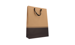 Poches/Sacs 3 bouteilles kraft bicolore écru et noir, poignée tissu/Lot de 10 Sacs